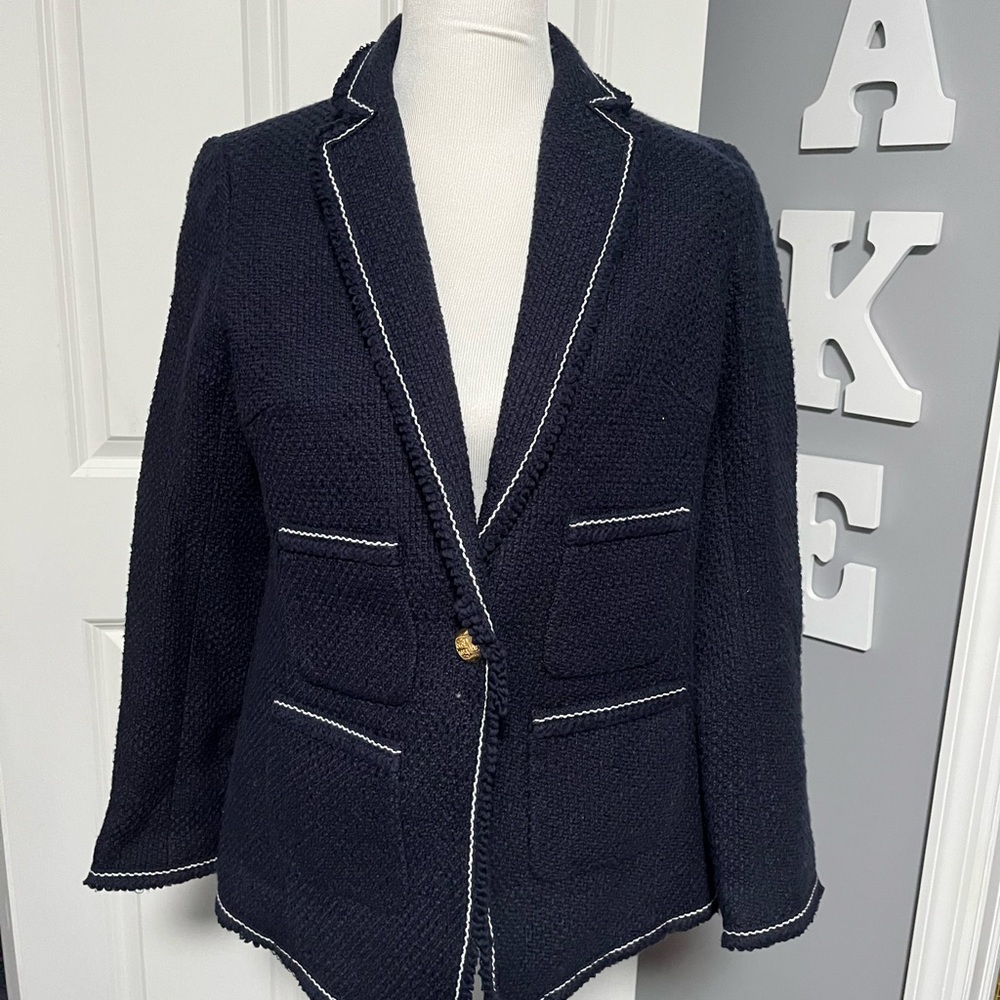 Talbots Blue and White Blazer with Tailored Design